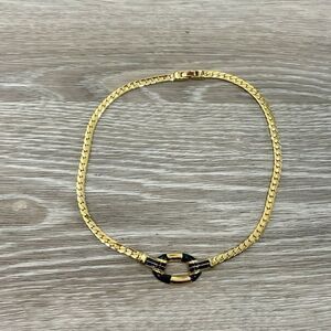 Vintage Golden tone and black enamel choker necklace